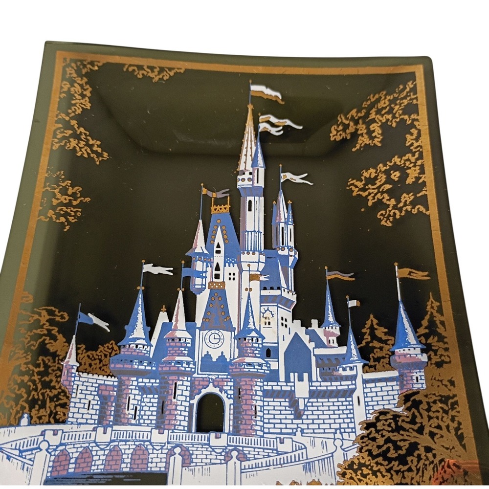 Vintage Disney World Cinderella's Castle Trinket Collectible‎ Gift Tray Glass - Picture 4 of 8